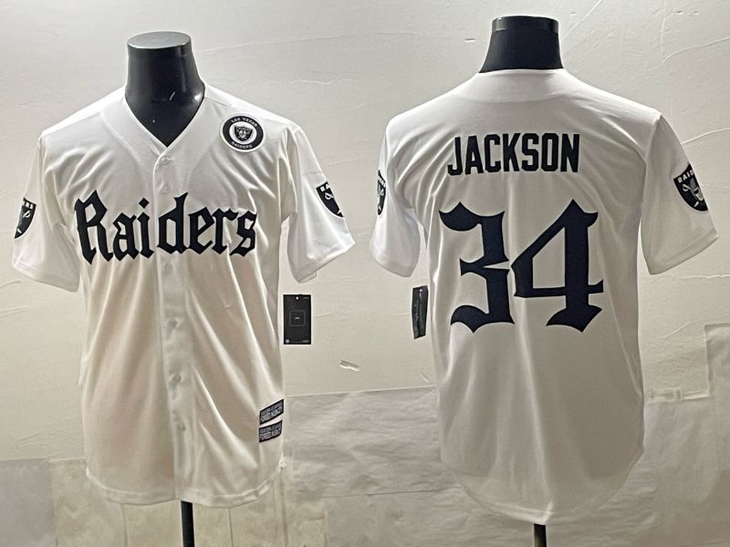 Men 2025 Oakland Raiders 34 Jackson white 6th generation Joint Name Nike Limited NFL Jersey style 010